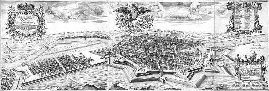 Berlijn in 1688 volgens tekening van Johann Bernhard Schultz